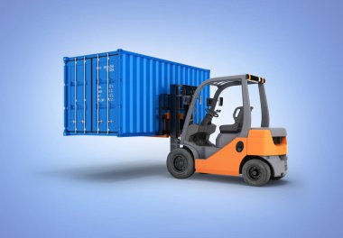 Mavi izole konteyner nakliye kargo taşıma forklift 