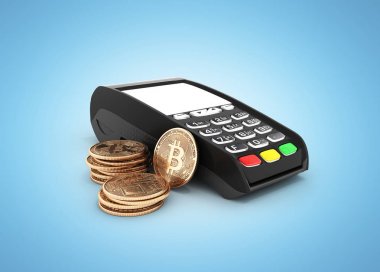 Ödeme b kavramı POS terminali ile bitcoins ve boş ekran