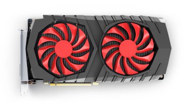 Beyaz arka plan 3d izole Video Grafik kartı Gpu üst görünümü 