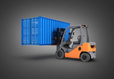Siyah izole konteyner nakliye kargo taşıma forklift