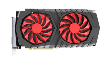 Beyaz arka plan 3d izole Video Grafik kartı Gpu üst görünümü 