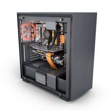 Soğutma açık bilgisayar kırmızı ışık efektleri ve su soğutmalı