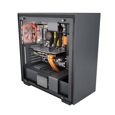 Soğutma açık bilgisayar kırmızı ışık efektleri ve su soğutmalı