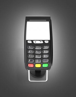 kart ödeme terminali POS terminali üst görünüm siyah gr üzerinde izole