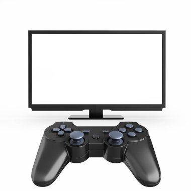 Konsolda oyun konsepti Tv'de joystick İllüstrasyon ile 