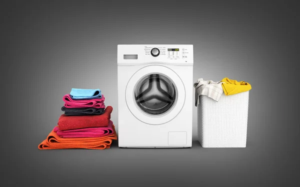 Concept van wassen kleding wasmachine met gekleurde handdoeken een — Stockfoto