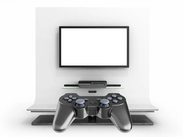 Multiplayer game on the console concept  Illustration of two joy — Stock Photo, Image