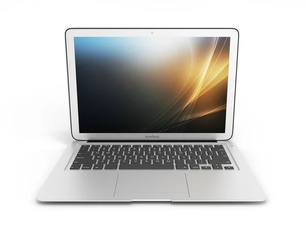 Laptop moderno con schermo vuoto isolato su sfondo bianco 3d — Foto Stock