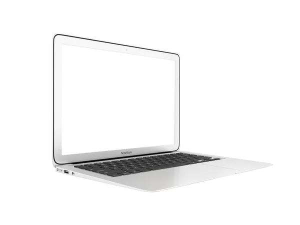 Современный ноутбук с пустым экраном изолированы на белом фоне 3D — стоковое фото