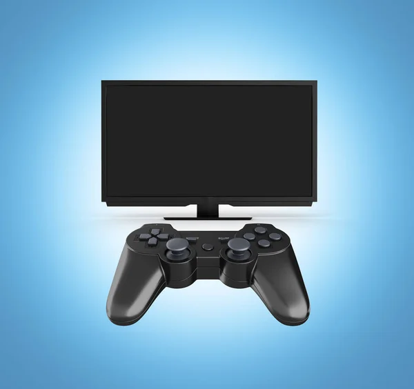 Spelconcept op de console illustratie van joystick op Tv backg — Stockfoto