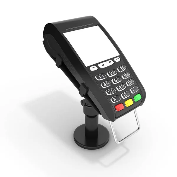 Terminal de paiement par carte terminal POS avec écran vide isolé sur — Photo