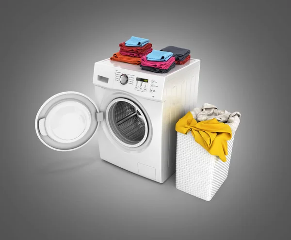 Concept of washing clothes Washing machine with an open door col — Stock Photo, Image