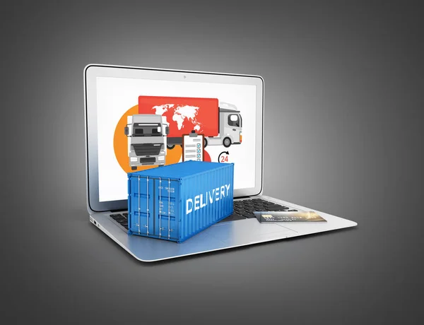 Delivery concept Cargo container with a credit card placed on a — Stock Photo, Image