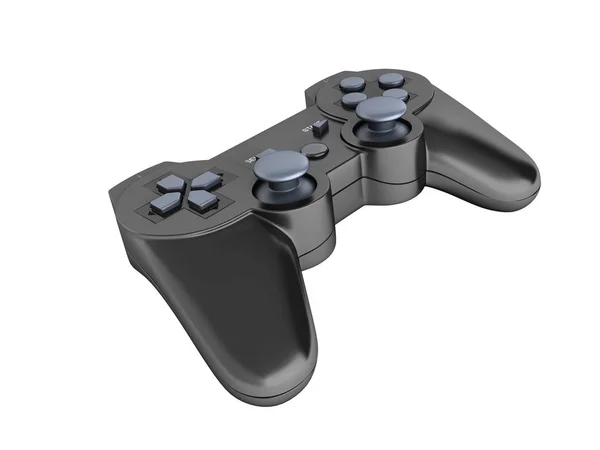 Black gamepad without shadow isolated on white background 3d — Stock Photo, Image