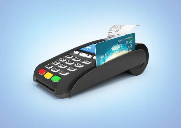 Card payment terminal POS terminal with receip and credit card i — Stock Photo, Image