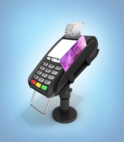 Terminal de paiement par carte terminal POS avec carte de crédit et reçu — Photo