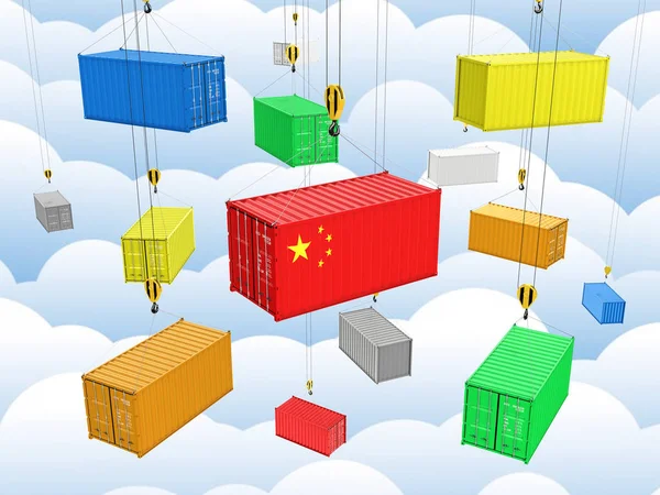 Dodání z Číny koncepce podkladů Cargo přepravní kontejnery — Stock fotografie