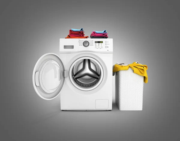 Concept of washing clothes Washing machine with an open door col