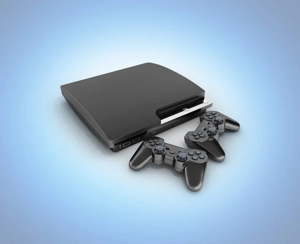 Consola de juegos negro con joysticks vista superior aislado en azul grad —  Fotos de Stock