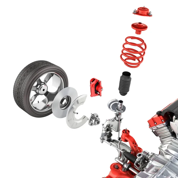 Arabanın ile tekerlek ve motor şasi det içinde süspansiyon