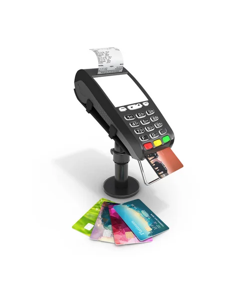 Terminal de paiement par carte avec un écran vide terminal POS avec cre — Photo