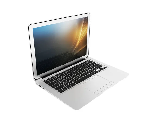 Nowoczesny laptop na białym tle tła 3d bez cienia — Zdjęcie stockowe