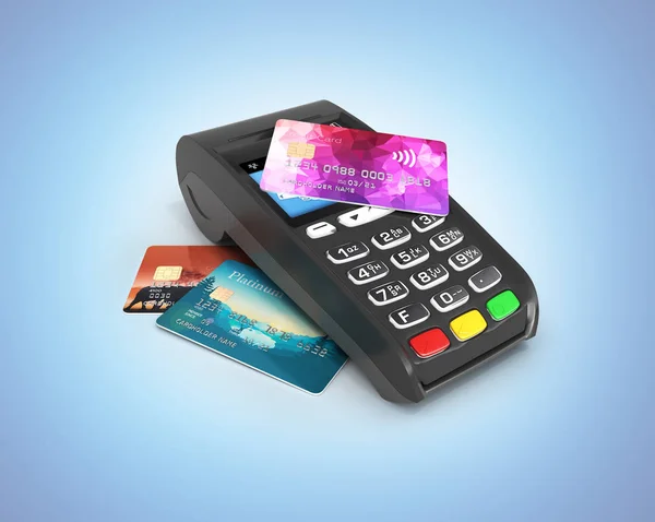 Concept de paiement tactile terminal POS avec carte de crédit sur elle isolat — Photo
