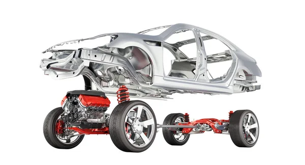 Vücut ve süspansiyon arabanın ile tekerlek ve motor Undercarria