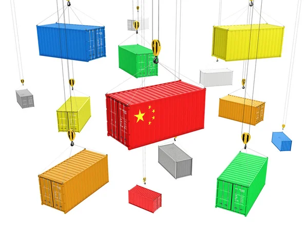 Dodání z Číny koncepce podkladů Cargo přepravní kontejnery — Stock fotografie