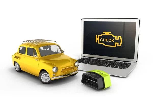 Araç tanı konsepti Obd2 kablosuz sca ile dizüstü bilgisayarın kapat'ı