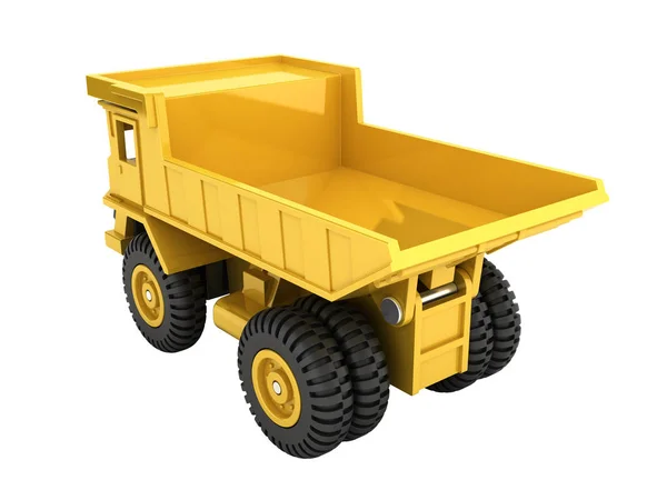 Žlutý náklaďák s hračkami izolovaný na bílém pozadí 3D vykreslit důvtip — Stock fotografie
