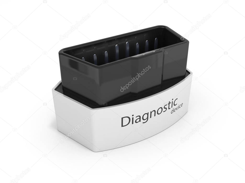 OBD2 wireless car scanner isolated on white background 3d illust