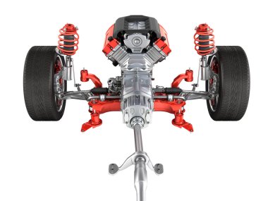 Arabanın ile tekerlek ve motor şasi det içinde süspansiyon