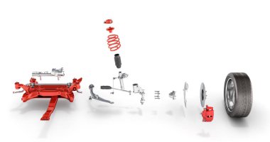 Ayrıntılı olarak tekerlek Undercarriage ile aracın Süspansiyon izole