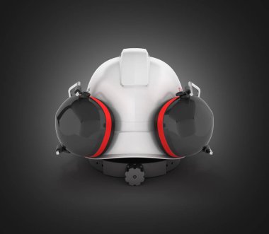 Siyah gradyan üzerinde izole earmuffs ile sert şapka güvenlik halmet 