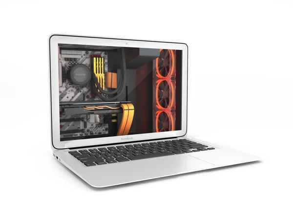 Kraftfull notebook Concept laptop med kraftfull datorkomponenter — Stockfoto