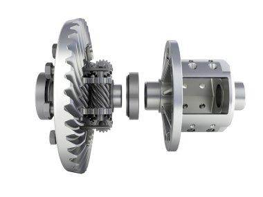 The differential gear in detal on white background 3d illustrati clipart