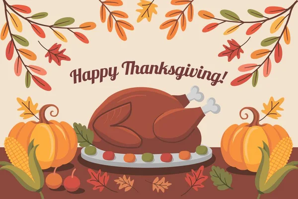 Kızarmış hindi, balkabağı, mısır, sonbahar yaprakları ve Şükran Gününüz kutlu olsun mesajıyla Şükran Günü 'nü resmedeceğiz.