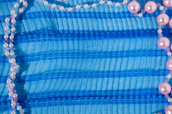 Sul Nastro Blu Giace Perline Laterali — Foto Stock