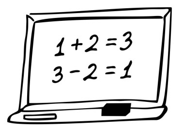 Matematiksel örnekleri olan bir okul yönetim kurulunun siyah-beyaz simgesi