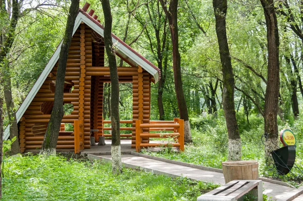 Chine Heihe Juillet 2019 Une Maison Vacances Bois Dans Parc — Photo