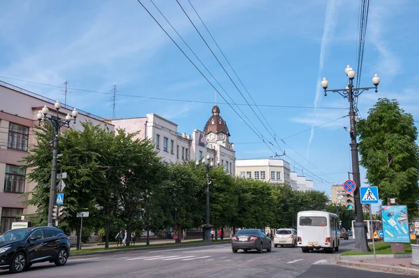 Rusko Chabarovsk Srpna 2019 Silnice Centrální Ulici Městě Chabarovsk — Stock fotografie