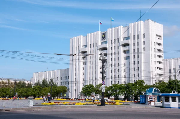 Russia Khabarovsk Agosto 2019 Governo Costruzione Del Territorio Khabarovsk Sulla — Foto Stock