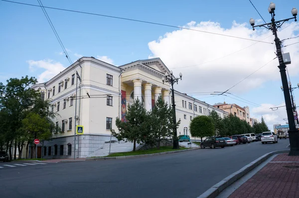 Rusko Khabarovsk Srpen 2019 Výstavba Domu Důstojníků Východního Vojenského Okrsku — Stock fotografie