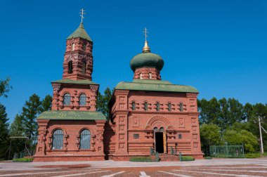 Çin, Heihe, Temmuz 2019: Heihe kentinin dışındaki bir Rus köyündeki Ortodoks Kilisesi