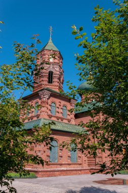 Çin, Heihe, Temmuz 2019: Heihe kentinin dışındaki bir Rus köyündeki Ortodoks Kilisesi