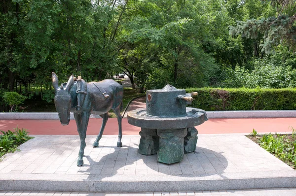 China Heihe July 2019 Statue Donkey Embankment Heihe City Summer — Stock Photo, Image