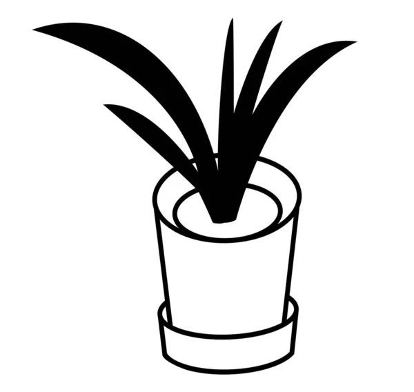 Ikone Einer Topfpflanze Schwarz Weiß Vektorbild Isoliert Auf Weißem Hintergrund — Stockvektor