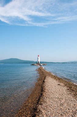 Rusya, Vladivostok, Temmuz 2018: Tokarev deniz feneri yazın