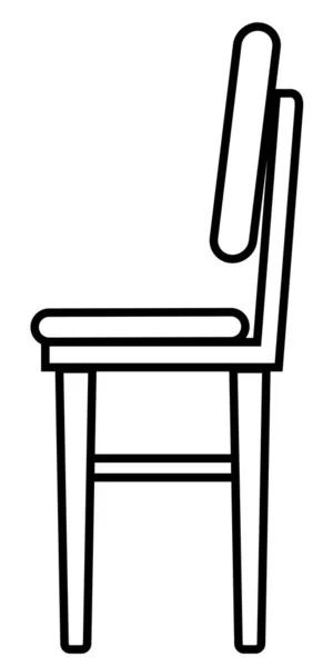 Ikona Krzesła Miękkim Siedziskiem Boku Meble Czarno Białe Wektorowy Obraz — Wektor stockowy